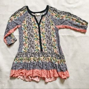 Llove Floral Cold Shoulder Tiered Dress